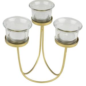 Support à bougie en métal gravé à la main, finition dorée, lot de trois, pour mariage et décoration intérieure - Product Image 1