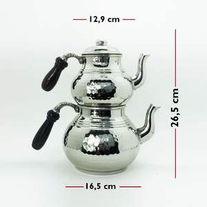 Handmade 850 ml + 1800 ml Copper Turkish Stovetop <b>Teapot</b> <b>Set</b> Hand Hammered Metal Vessels - Product Image 4