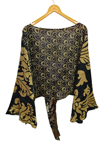 เสื้อไหมอ่อนนุ่มแขนกระดิ่งเสื้อเบลาส์เสื้อเบลาส์เสื้อแจ็คเก็ตเอวลอยลายดอกไม้แบบอินเดียของขวัญสำหรับเสื้อสั้นของเธอ - Product Image 6