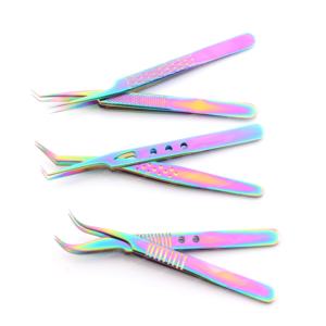 Pince à épiler d'extension de cils arc-en-ciel avec logo personnalisé de la meilleure qualité - Product Image 2