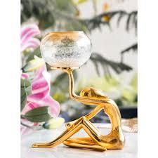 Sculpture en aluminium doré, bougeoir en verre, statue décorative de table pour les célébrations de Noël et de Pâques - Product Image 2