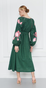 Robe mi-longue brodée personnalisée à manches longues et col rond - Product Image 3