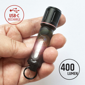 400Lumens Chine Usine OEM/ODM Mini Porte-clés Lumière Torche avec Base Magnétique USB -C Lampe de Poche - Product Image 2