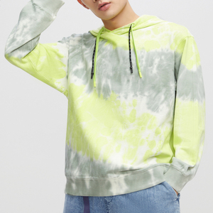 Sudadera con capucha de felpa francesa de algodón mezclado con logotipo personalizado, ropa de calle de gran tamaño, Jersey informal con estampado Tie Dye, bordado básico de algodón - Product Image 3