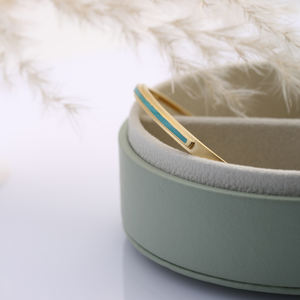 Brazalete de diseño delicado de esmalte turquesa, joyería hecha a mano turca al por mayor de Plata de Ley 925 - Product Image 3