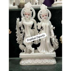 Estatua de Radha Krishna de Mármol Blanco Hecha a Mano para Templo o Hogar, Ídolo Hindú Tradicional, Escultura de Mármol al por Mayor - Product Image 2