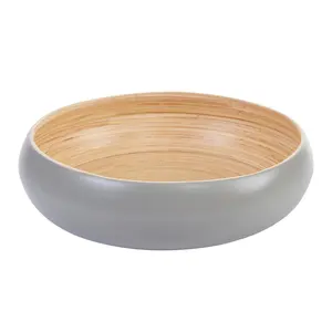 International Bamboo Wood Salad Bowl Natural Large Serving Bowl Or Fruit Basket For Kitchen Decor Spun Bamboo