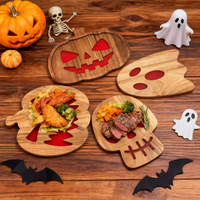 Planche à découper en bois naturel en forme de fantôme pour Halloween, écologique, plateau de service pour charcuterie, logo personnalisé, vente en gros