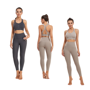 ชุดโยคะ2ชิ้นเอวสูงกางเกงขาสั้นกางเกงเลกกิ้งสปอร์ตบราออกกำลังกายยิมฟิตเนสชุดวอร์ม - Product Image 3