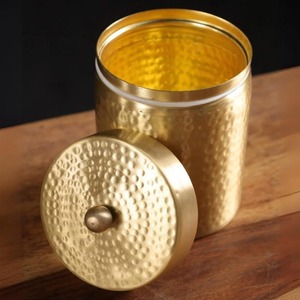 Nouveauté : récipient en laiton de style indien avec couvercle, rangement de cuisine en métal, épices, sucre, nouveauté, récipient en laiton de style indien en métal - Product Image 3