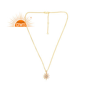 Est selling-colgante de plata de ley chapada en oro, collar con diseño floral de piedras preciosas - Product Image 4