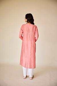 Premium femmes rose Chanderi Chikankari Kurti haut à manches longues concepteur léger vêtements ethniques pour toutes les Occasions vêtements longs - Product Image 2