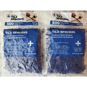 2-แพ็ค500 tavy Basix 3/16 \ "5มม. ข้ามสเปเซอร์กระเบื้องพลาสติก1,000ทั้งหมดสำหรับอุปกรณ์เสริมกระเบื้องพอร์ซเลนปรับระดับพื้น1มม. - Product Image 1