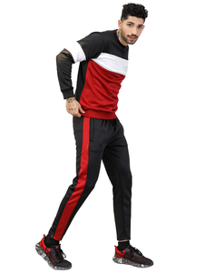 Conjunto de chándal de bloque de color para hombre con sudadera y pantalones de Jogger, ropa deportiva informal elegante, traje de entrenamiento de gimnasio - Product Image 4