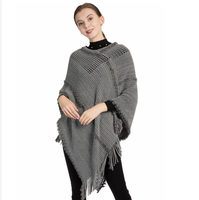 LRTOU – Nouveau Poncho Châle Long Multifonctionnel en Chenille Tricotée au Crochet pour Femme, Motif Pompons, en Polyester Uni, Idéal Hiver