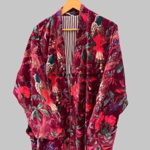 Kimono en velours de coton imprimé à la main en gros - Product Image 6