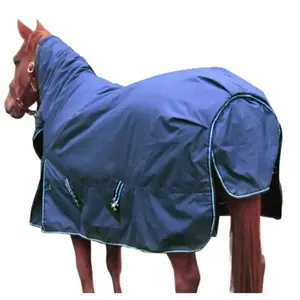 Couverture pour chevaux d'hiver Couverture pour chevaux avec couvre-cou amovible Couverture imperméable Doublure matelassée - Product Image 5