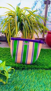 Custom Striped Travel Beach Tote <b>Bag</b> Eco-Friendly Recycled Nylon Reusable Zipper Logo Label Cosmetic <b>Toiletry</b> Shopping <b>Bag</b> - Product Image 5