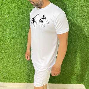 Recién llegados, Camiseta de algodón para hombre, conjunto corto para verano, pantalones cortos transpirables de calle, diseño propio personalizado, estampado de dos piezas, otoño - Product Image 2