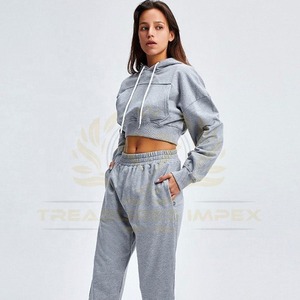 Conjunto de chándal corto de marca privada de fabricante personalizado, ropa de calle bordada, chándal de moda de Invierno para mujer - Product Image 3