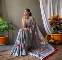 Fabricant de Sarees, Saris et Salwar Kameez en Tissu Lin Imprimé Numérique Indien et Pakistanais, Design Moderne, Très Demandés pour Fêtes et Festivals
