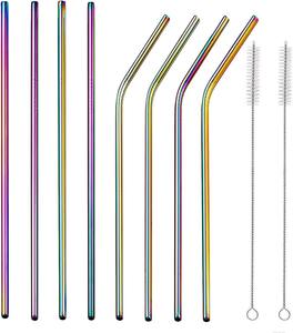 Hot Selling Stainless Steel Drinkware With Straight Reusable Drinking <b>Straws</b> and Metal <b>Cleaning</b> <b>Brush</b> Bar Accessories - Product Image 2
