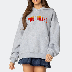 Vente en gros de sweats à capuche pour femmes poids léger 100% coton sweats à capuche en éponge française femmes 300 GSM sans fil haither gris sweat-shirt pour femmes - Product Image 1
