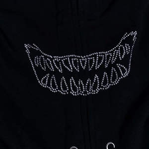 Bling strass à capuche 320GSM coton polyster Logo personnalisé Streetwear pull pour hommes femmes Service OEM - Product Image 2