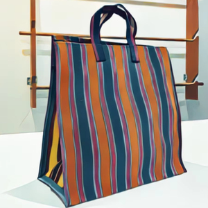Custom Eco-Friendly Reusable High Quality Nylon Zipper <b>Plastic</b> Woven Striped Shopping Bag Handloom Recycled Cosmetics Cases - Product Image 2