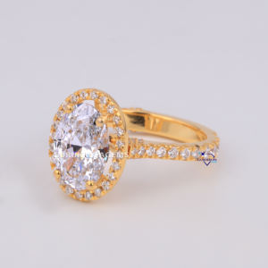 Moda personalizar 14K oro amarillo sólido joyería estilo clásico Oval corte brillante 6ct Lab Grown Diamond Halo anillo de compromiso - Product Image 5