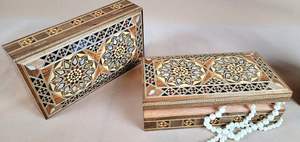 Boîte à bijoux élégante et moderne en bois avec incrustations de nacre, motif floral décoratif, fabriquée à la main, pour la décoration de la maison, cadeaux - Product Image 3