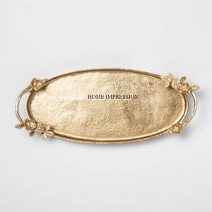 Juego de 2 bandejas de aluminio pulido dorado de diferentes tamaños para servir alimentos, proveedor al por mayor, artículos para el hotel, recién llegado, bandeja para servir alimentos - Product Image 3