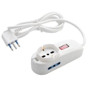 Presa universale Shuko angolare Multisocket 2 Bipasso 10/16th 10A ciabatte 1.5 metri - Product Image 1