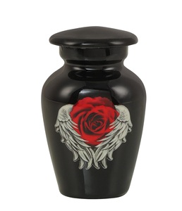 Petite urne noire en alliage de métal à rayures modernes pour cendres humaines sac en velours de taille personnalisée inclus-pour homme ou femme adulte - Product Image 3