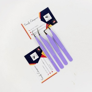 <b>Professional</b> <b>Light</b> Purple Japanese Stainless Steel 90 Degree Volume Eyelash Tweezer Set Durable Comfortable Handle Custom Logo - Product Image 5