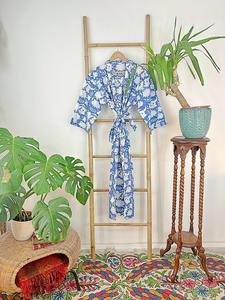 ชุดคลุมคลุมตัวและชายหาดสำหรับคุณแม่ในฤดูใบไม้ร่วงและฤดูใบไม้ผลิชุดกิโมโนแสนสบายผ้าฝ้ายแท้พิมพ์ลายมือสำหรับฤดูร้อน - Product Image 4