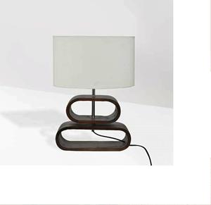 Lampe de table en bois noir et blanc 12 5 pouces Vintage lampe à suspension en bois de manguier fait à la main - Product Image 1