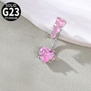 Usine <span class=keywords><strong>prix</strong></span> de gros ASTM F136 titane G23 incurvé haltère <span class=keywords><strong>nombril</strong></span> <span class=keywords><strong>Piercing</strong></span> 14G vente chaude <span class=keywords><strong>nombril</strong></span> anneau bijoux pour femmes - Product Image 3