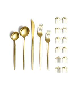 Ensemble de cuillères et fourchettes en laiton luxueux en acier miroir pour restaurant ensembles de couverts de couleur dorée taille personnalisée - Product Image 4