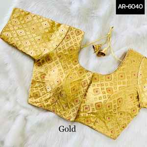 Nouveau vêtement ethnique indien lourd Banarasi soie avec collage de fusion prêt à l'emploi femmes portent un chemisier pour saree et Lehenga choli Blouse - Product Image 4