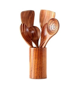 Bonito juego de cubiertos con mango de madera Natural de moda, cubiertos desechables de bambú Real 100%, vajilla para uso en restaurante de fiesta - Product Image 4