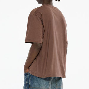 Camiseta Boxy Fit para hombre, 100% algodón, ropa de calle con hombros caídos, cuello con logotipo personalizado, camiseta Boxy Fit Lisa para hombre, tarifa al por mayor OEM - Product Image 2