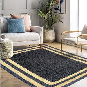 Negro Beige Yute Diseño rayado Alfombra plegable ecológica Forma rectangular Colores personalizables Hogar Sala de estar Resort - Product Image 1