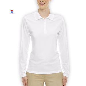 Polos de poliéster 100% de algodón para mujer, polos de Golf con botones, polos de verano ajustados de alta calidad para mujer - Product Image 1