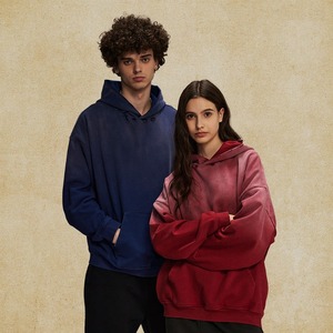 2025 otoño Unisex desgastado de gran tamaño gradiente ácido lavado Sudadera con capucha nuevo diseño de moda Vintage para ropa de calle pulóver ODM suministro - Product Image 3