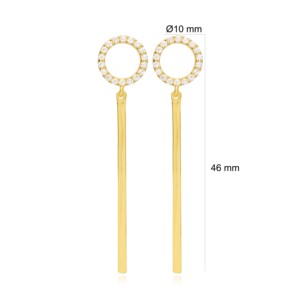 Pendientes Largos Redondos con Diseño de Barra Lisa, Joyería Turca Hecha a Mano al por Mayor en Plata de Ley 925 - Product Image 3