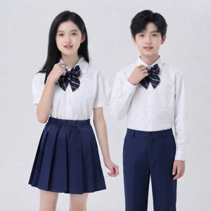 Collection de vêtements pour enfants, uniforme scolaire pour élèves, tissu doux, ensemble assorti chemise, pantalon et jupe. - Product Image 1