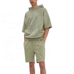 100% coton Gym Fitness Set pour hommes confortable à manches longues à capuche et short pour les séances de gymnastique d'hiver froid - Product Image 3