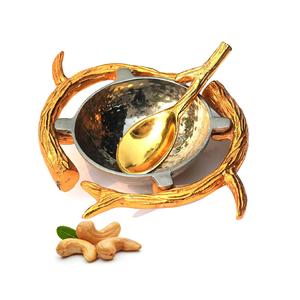 อุปกรณ์ทานอาหารค่ำทำจากทองเหลืองแบบโบราณของตกแต่งโต๊ะชามเสิร์ฟผลไม้ทำจากทองเหลืองชุบทองออกแบบได้ตามที่ต้องการ - Product Image 3