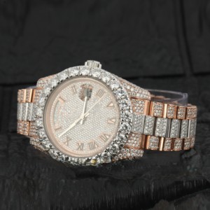 Reloj de Lujo Analógico de Acero Inoxidable con Incrustaciones de Moissanita VVS, Movimiento Automático Completo Hecho a Mano, Estilo Hip Hop con Diamantes de Imitación, Unisex para Hombre - Product Image 3